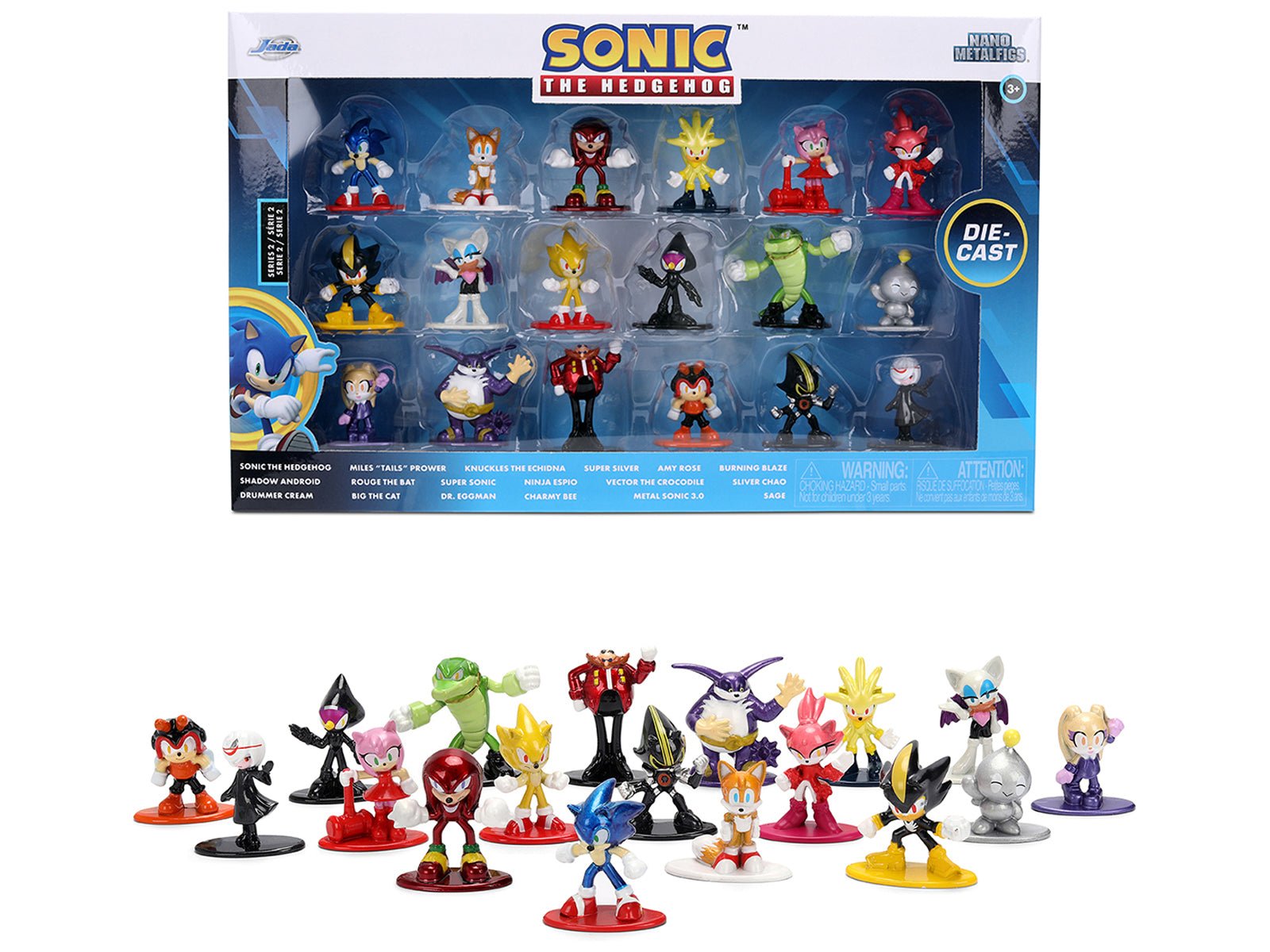 "Sonic The Hedgehog" Set of 18 Diecast Figures Wave 2 "Nano Metalfigs" Series Diecast Models by Jada free shipping USA - Rapid Vehicles