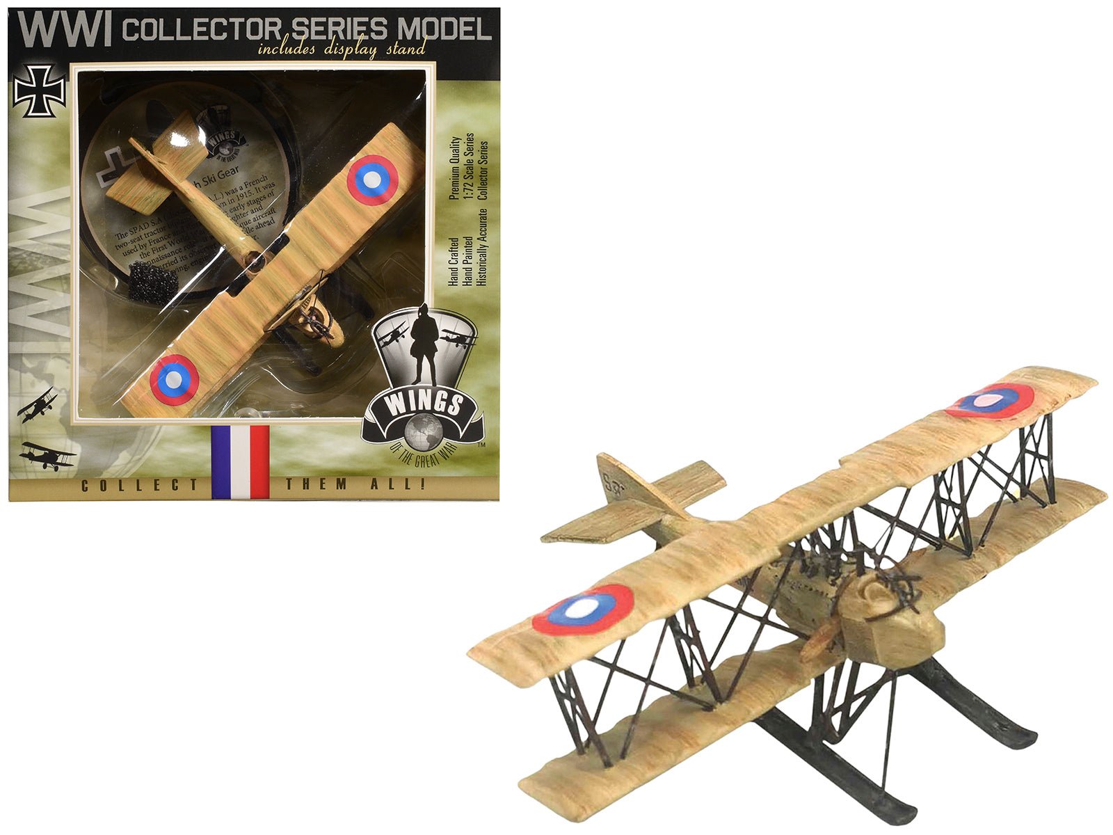 SPAD SA 4 Aircraft with Ski Gear "French Air Force" 1/72 Model Airplane by Wings of the Great War free shipping USA - Rapid Vehicles