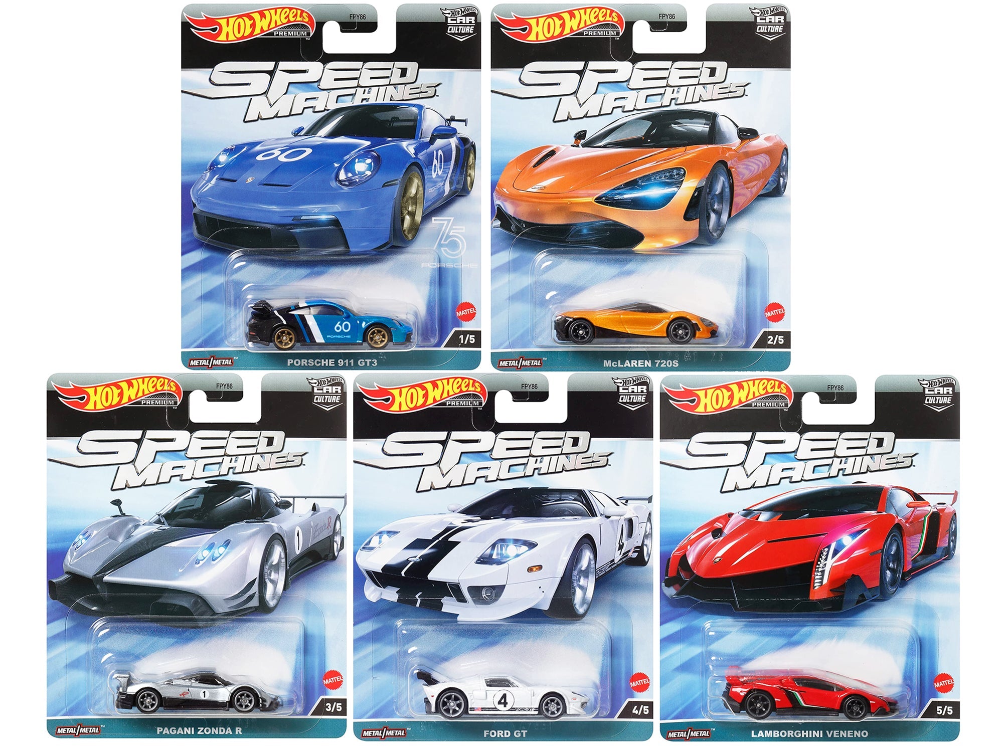 "Speed Machines" 5 piece Set "Car Culture" Series Diecast Model Cars by Hot Wheels free shipping USA - Rapid Vehicles