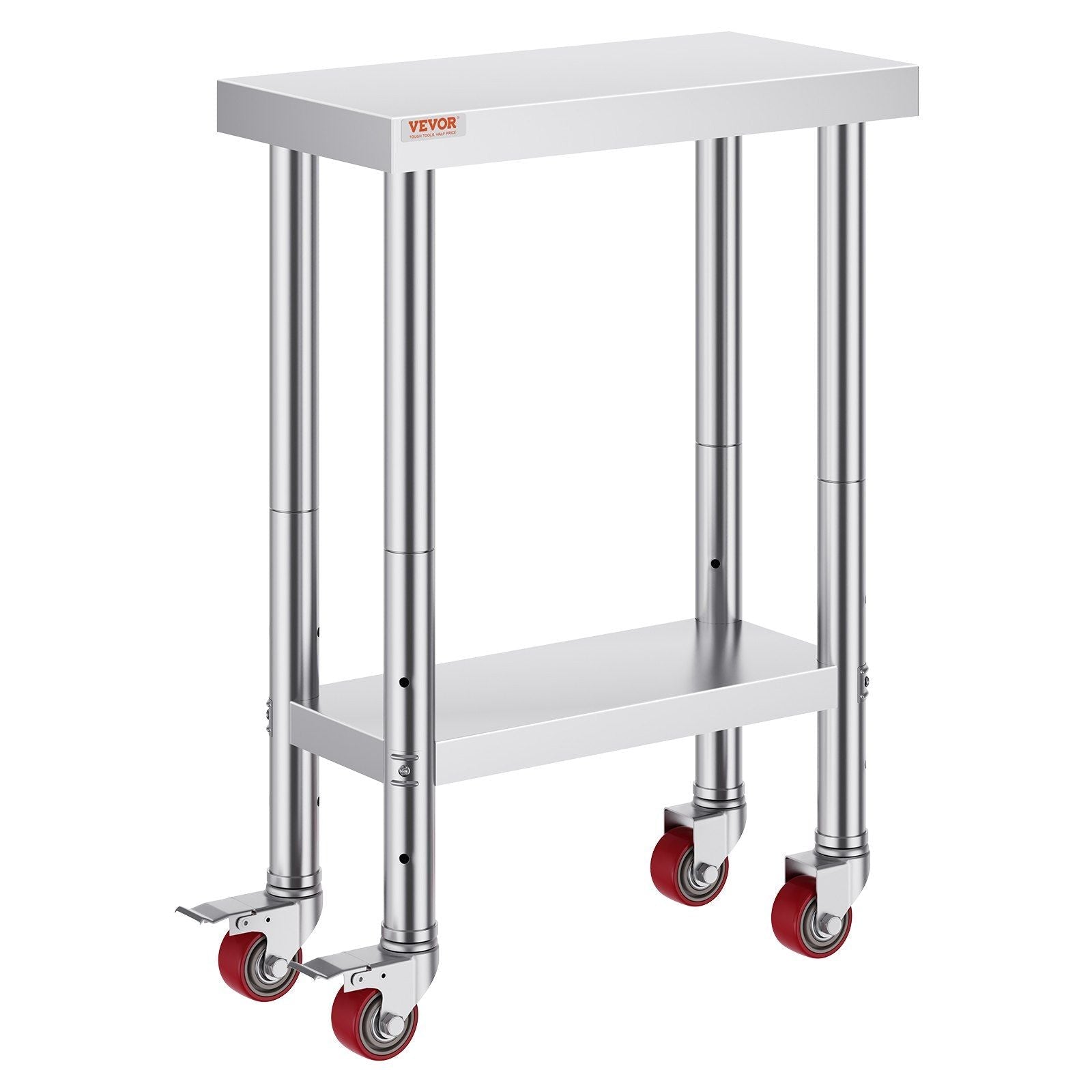 Stainless Steel Work Table with Wheels 24 x 12 x 32 Inch Prep Table with 4 Casters Heavy Duty Work Table for Commercial Kitchen Restaurant Business - Rapid Vehicles