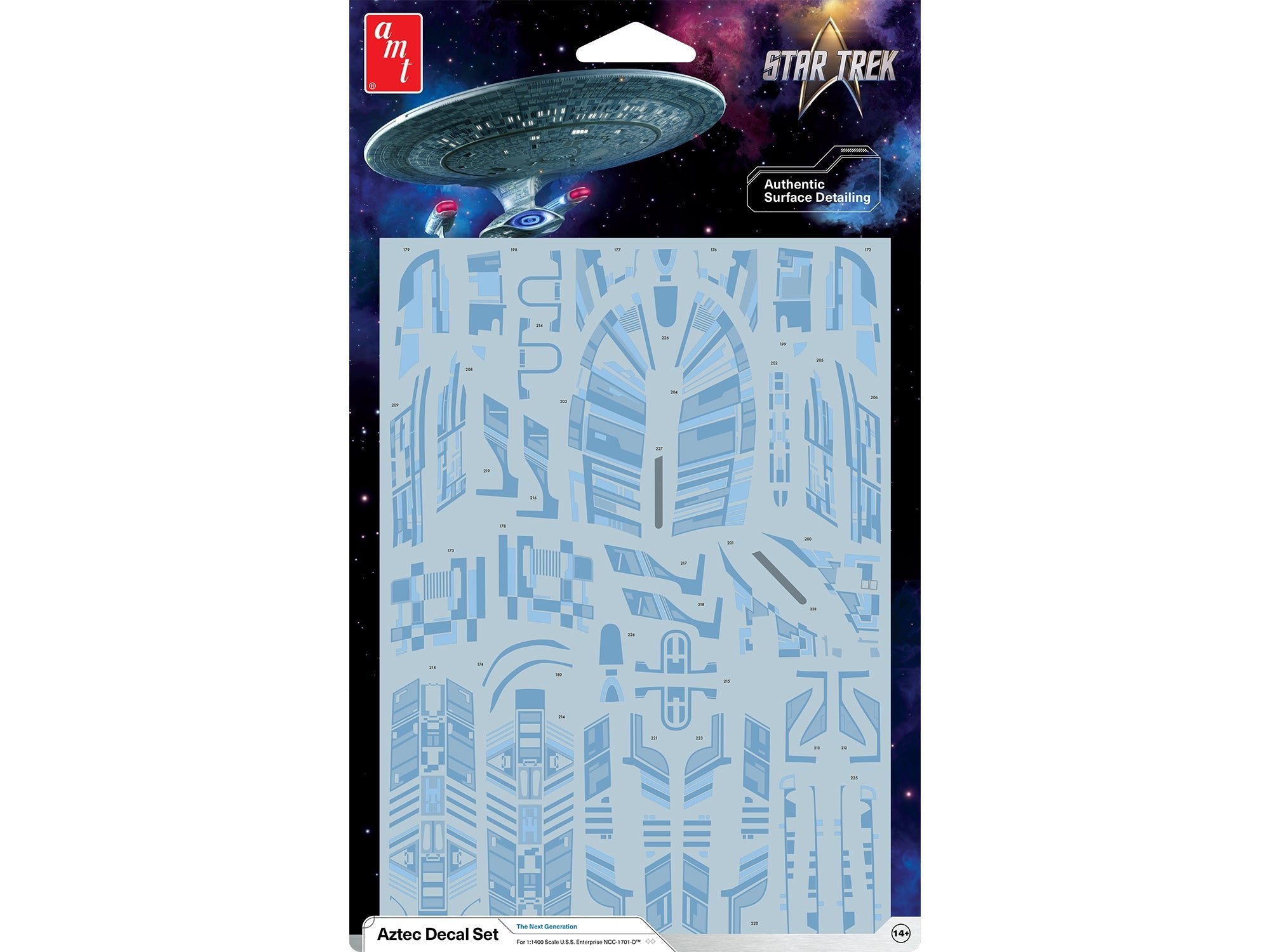 "Star Trek: The Next Generation" U.S.S. Enterprise NCC - 1701 - D Aztec Decal Set 1/1400 Scale by AMT free shipping USA - Rapid Vehicles