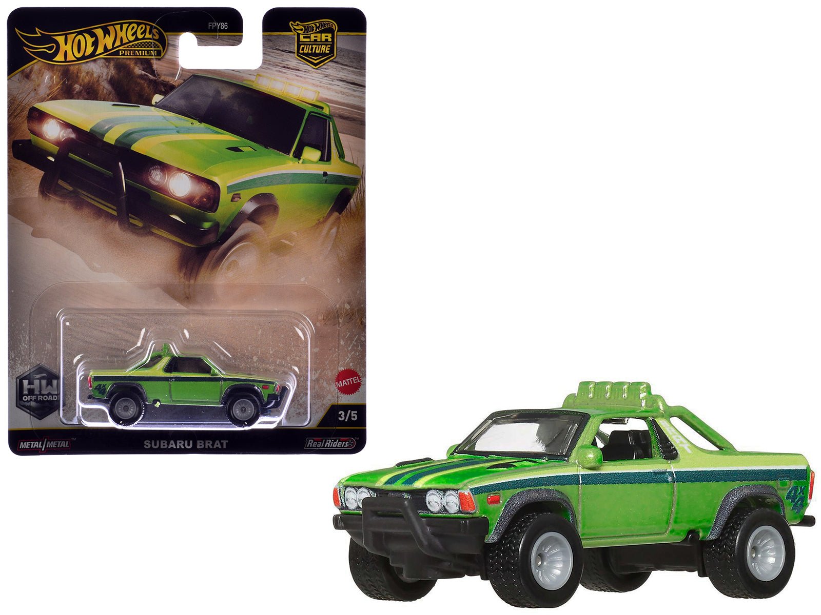 Subaru BRAT Utility Truck Green Metallic with Stripes "HW Off Road" Series Diecast Model Car by Hot Wheels free shipping USA - Rapid Vehicles