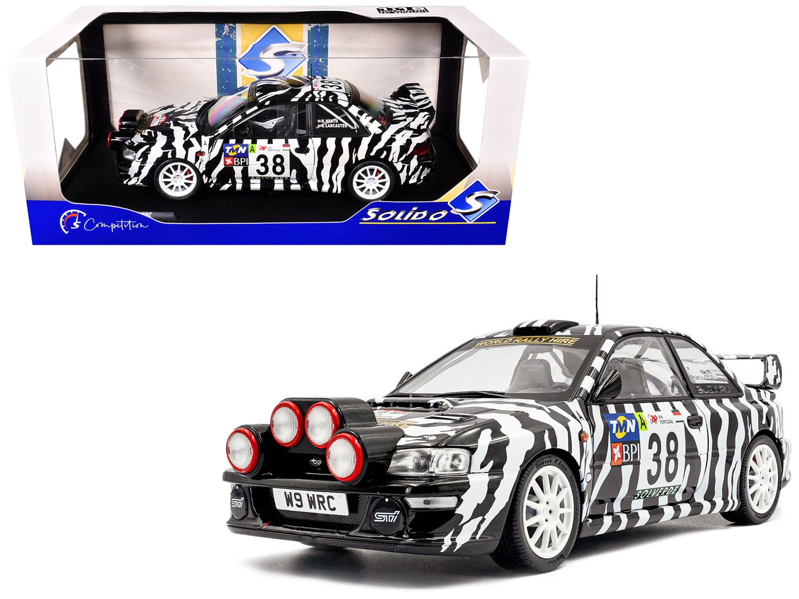 Subaru Impreza S5 WRC99 38 Nigel Heath - Steve Lancaster "Rallye de Portugal" (2001) "Competition" Series 1/18 Diecast Model Car by Solido free shipping USA - Rapid Vehicles
