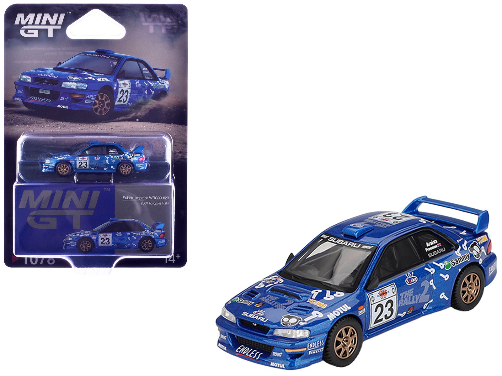 Subaru Impreza WRC99 23 Richard Burns - Roger Freeman "Acropolis Rally" (2000) Limited Edition 1/64 Diecast Model Car by Mini GT free shipping USA - Rapid Vehicles