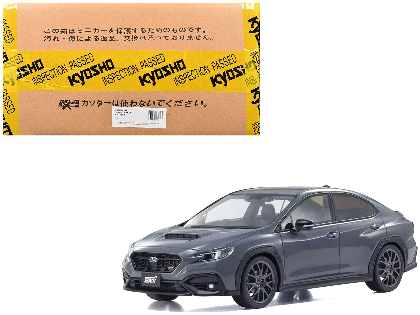 Subaru WRX S4 STI Sport RHD (Right Hand Drive) Gray 1/18 Model Car by Kyosho free shipping USA - Rapid Vehicles