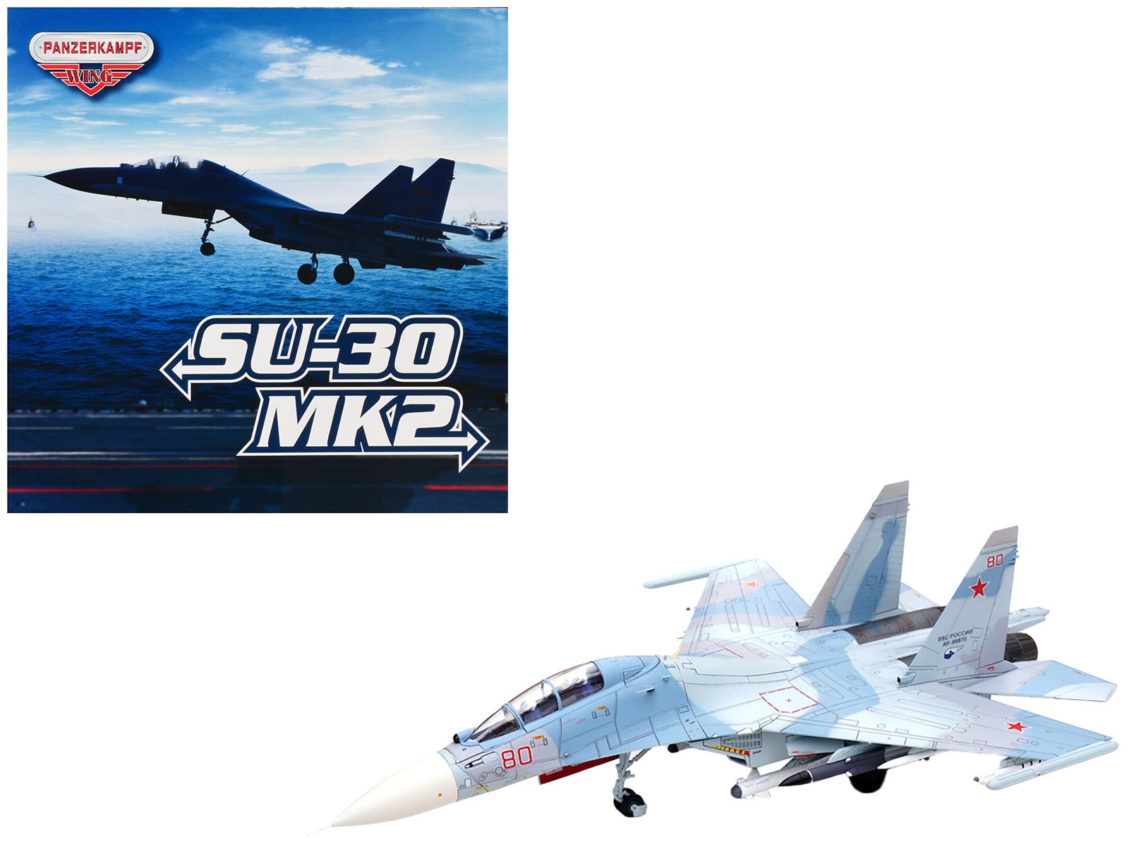 Sukhoi Su - 30M2 Flanker - C Fighter Aircraft 80 "Russian Air Force" "Wing" Series 1/72 Diecast Model by Panzerkampf free shipping USA - Rapid Vehicles