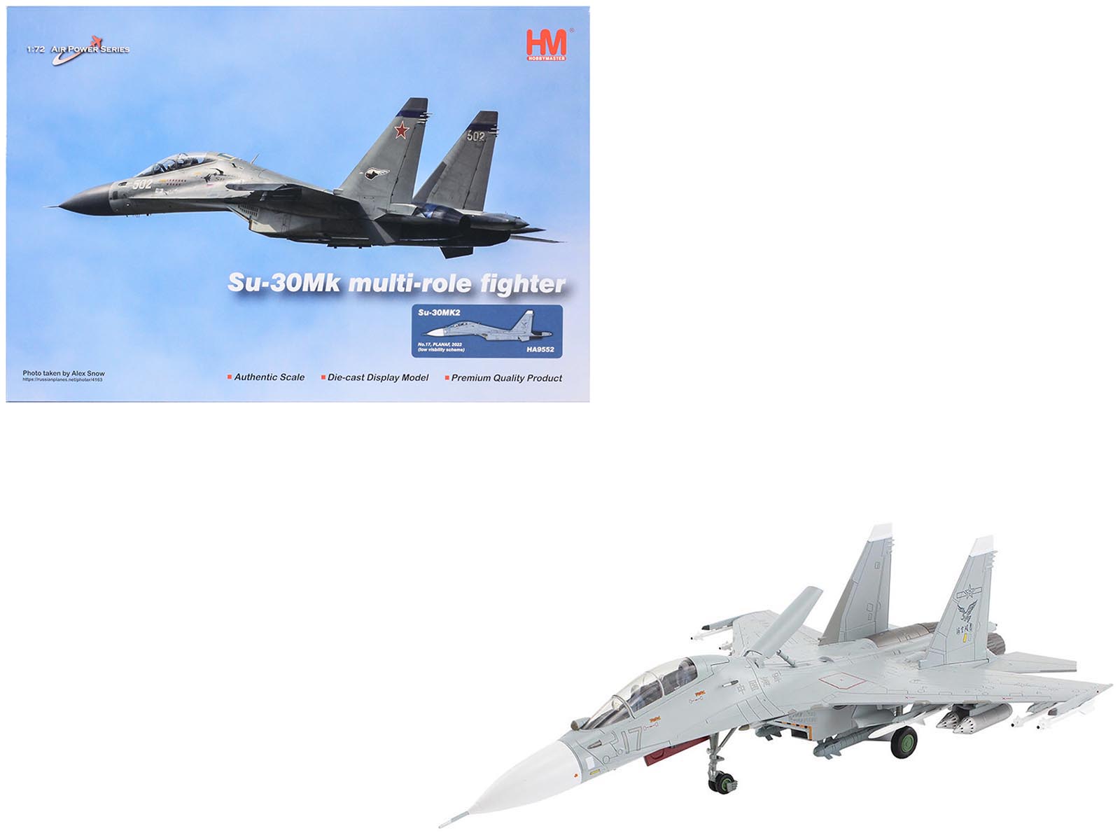 Sukhoi Su - 30MK2 Flanker - G Fighter Aircraft "White 17 China" (2022) People's Liberation Army Naval Air Force (PLANAF) "Air Power Series" 1/72 Diecast Model by Hobby Master free shipping USA - Rapid Vehicles