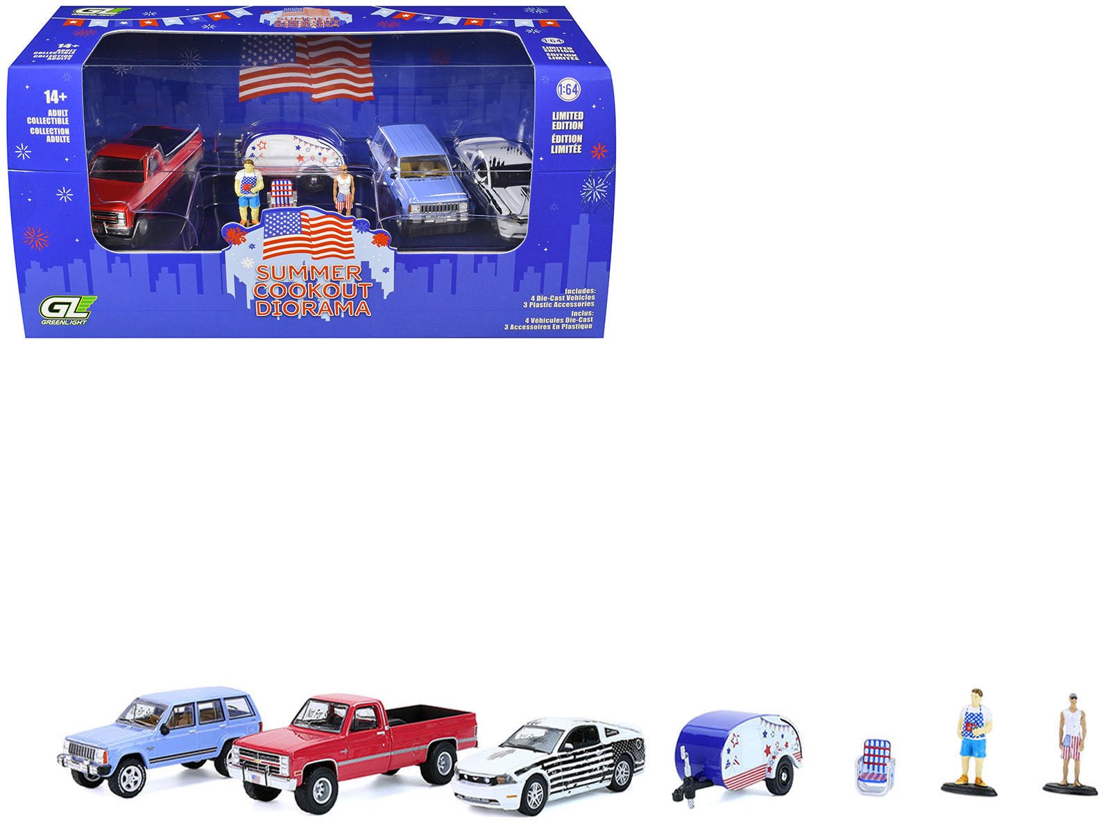 "Summer Cookout Diorama" Set of 7 pieces 1/64 Diecast Model Cars by Greenlight free shipping USA - Rapid Vehicles