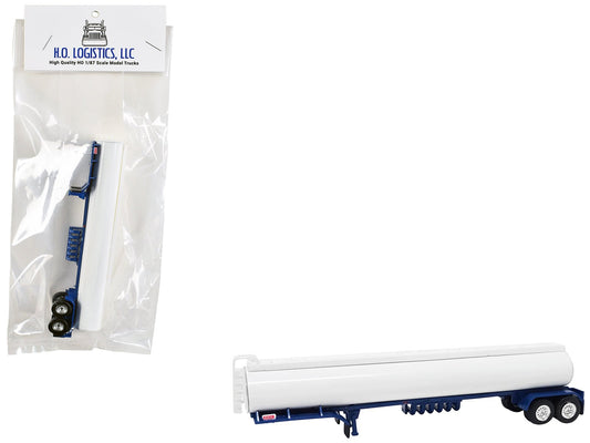 Tanker Trailer White and Blue 1/87 (HO) Scale Plastic Model by HO Logistics free shipping USA - Rapid Vehicles
