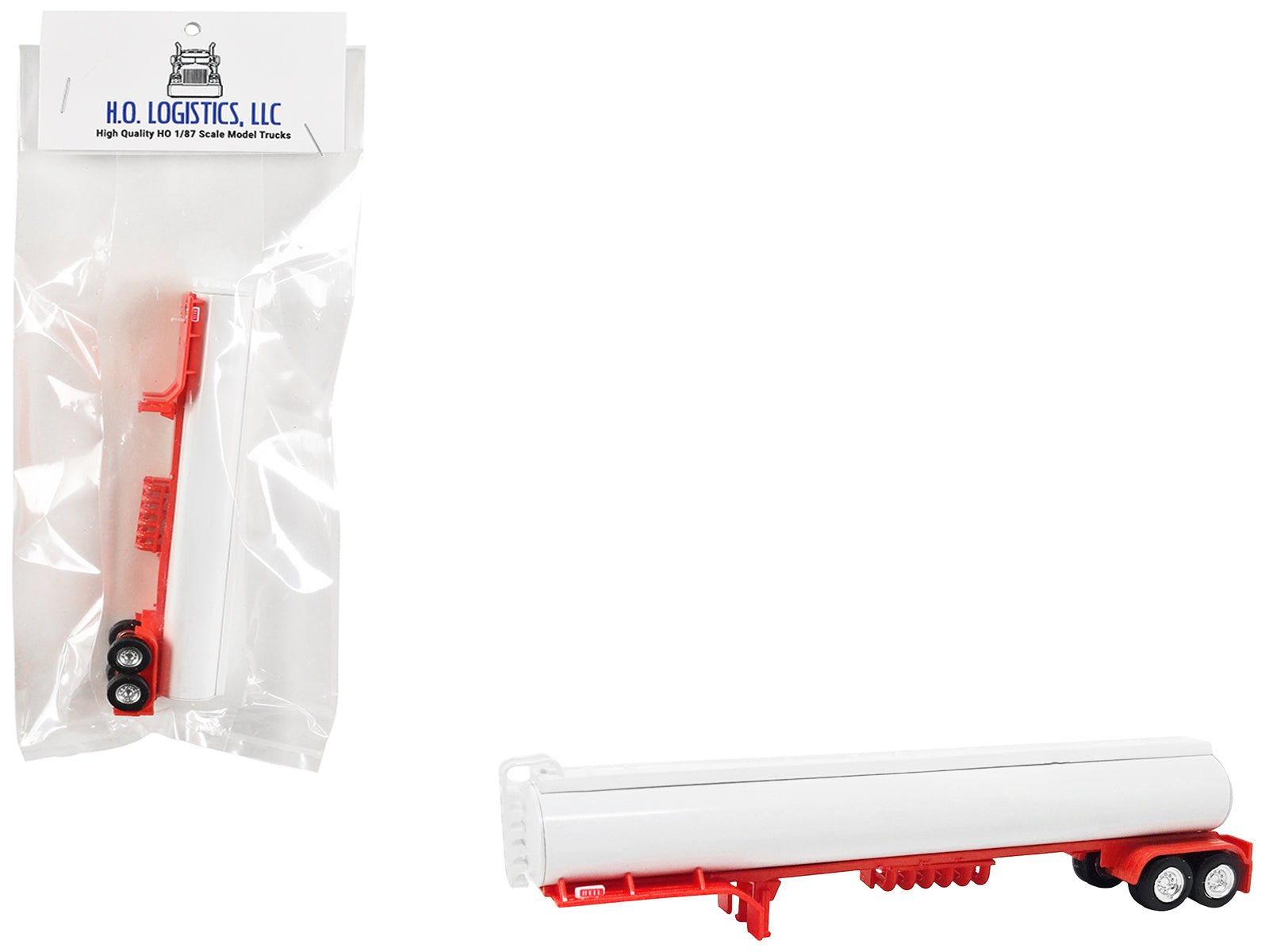 Tanker Trailer White and Red 1/87 (HO) Scale Plastic Model by HO Logistics free shipping USA - Rapid Vehicles