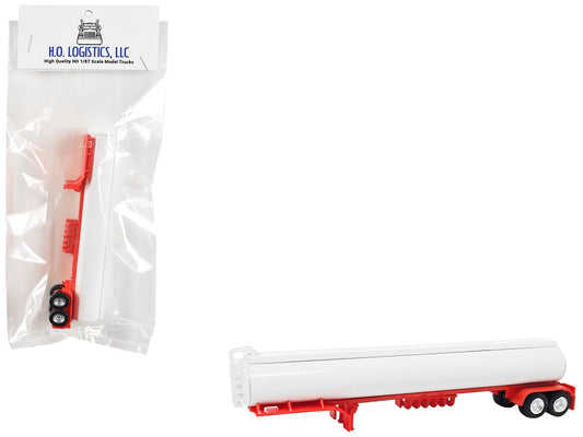 Tanker Trailer White and Red 1/87 (HO) Scale Plastic Model by HO Logistics free shipping USA - Rapid Vehicles
