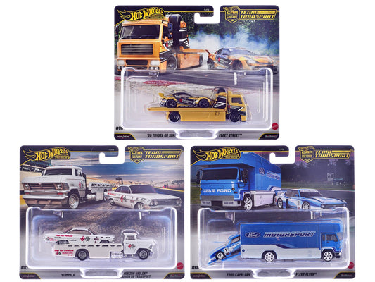 "Team Transport" 3 piece Set J 2025 "Car Culture" Series Diecast Model Cars by Hot Wheels free shipping USA - Rapid Vehicles