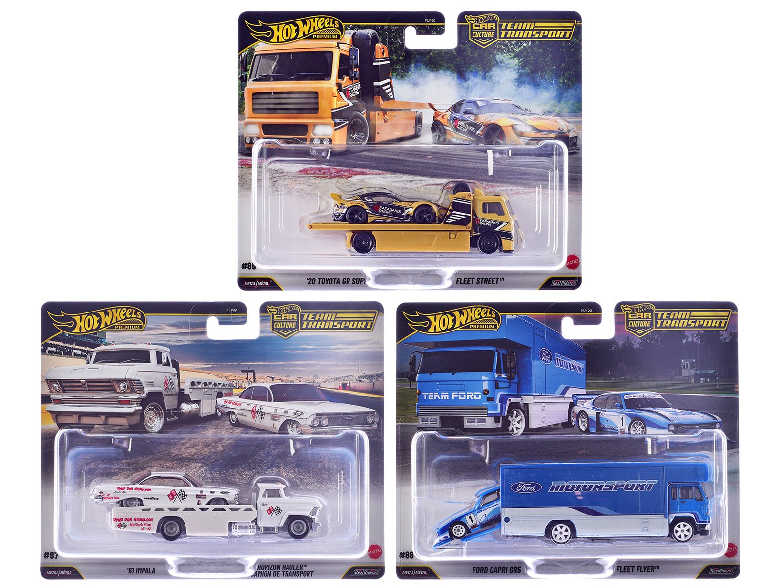 "Team Transport" 3 piece Set J 2025 "Car Culture" Series Diecast Model Cars by Hot Wheels free shipping USA - Rapid Vehicles