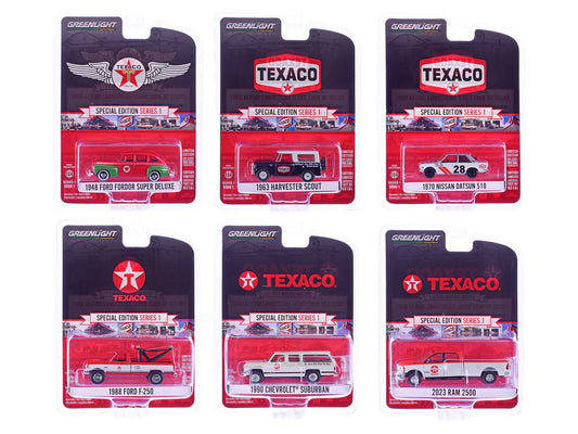 "Texaco Special Edition" Series 1 Set of 6 pieces 1/64 Diecast Model Cars by Greenlight free shipping USA - Rapid Vehicles