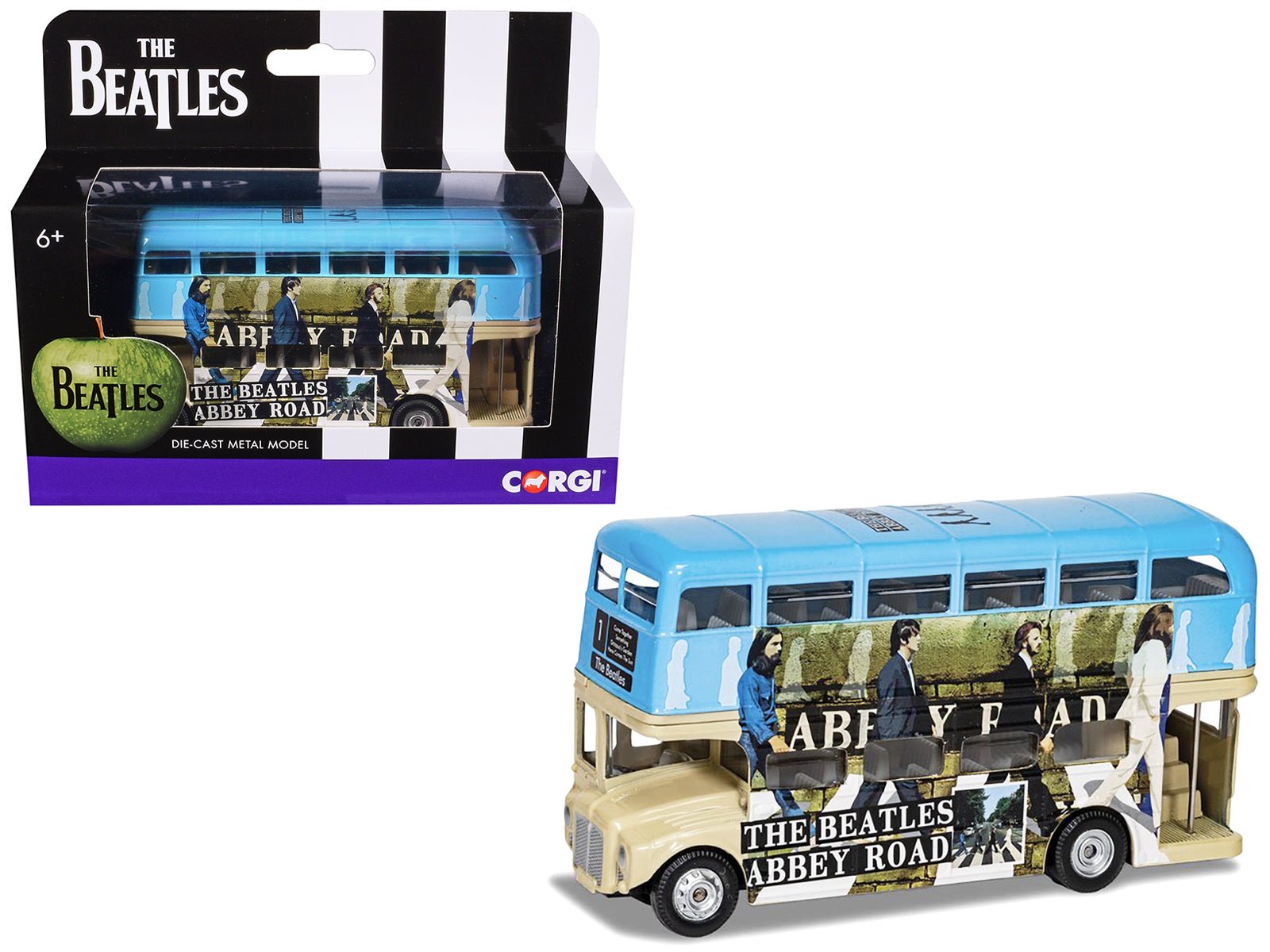 The Beatles London Double Decker Bus "Abbey Road" Blue and Beige Diecast Model Car by Corgi free shipping USA - Rapid Vehicles
