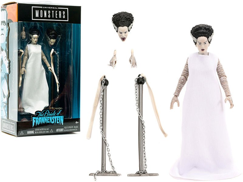 The Bride of Frankenstein 6" Moveable Figurine with Chains and Alternate Head and Hands "Universal Monsters" Series by Jada - Rapid Vehicles