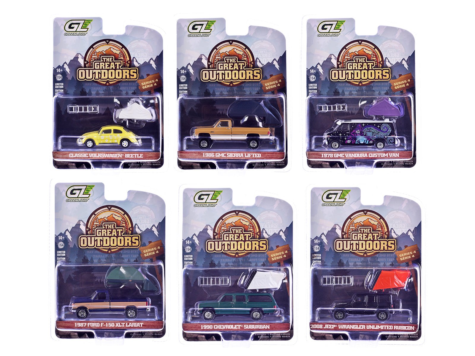 "The Great Outdoors" Series 4 Set of 6 pieces 1/64 Diecast Model Cars by Greenlight free shipping USA - Rapid Vehicles