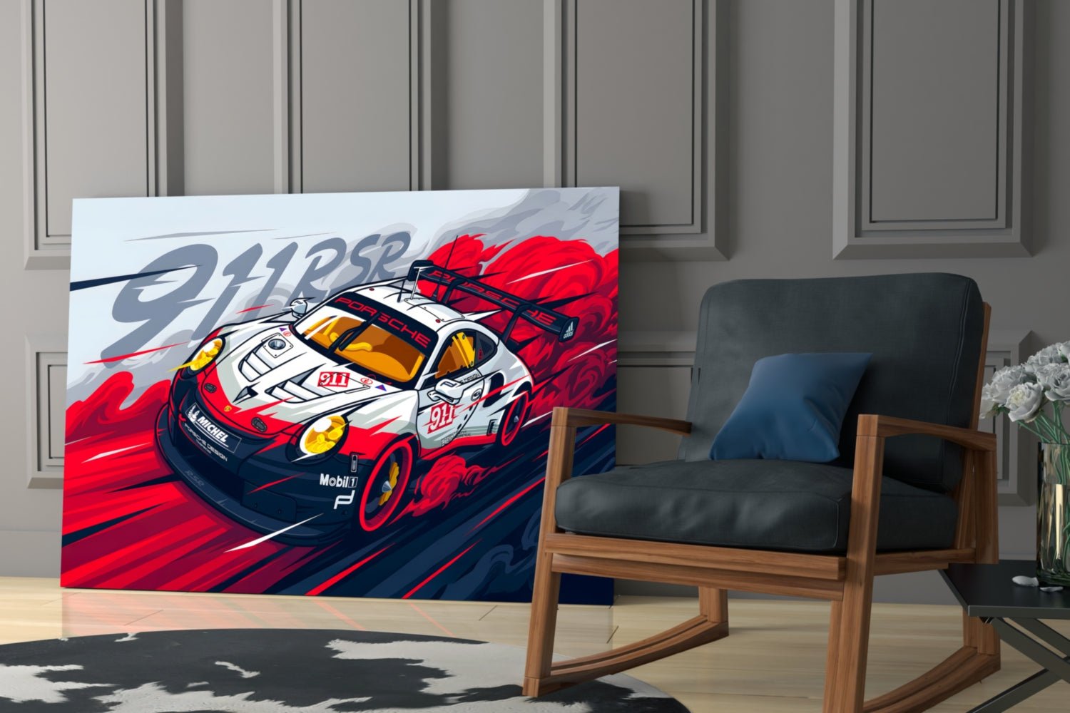 The Rhythm of the Track: Porsche 911 RSR Glass Wall Art || Designer Collection - Rapid Vehicles