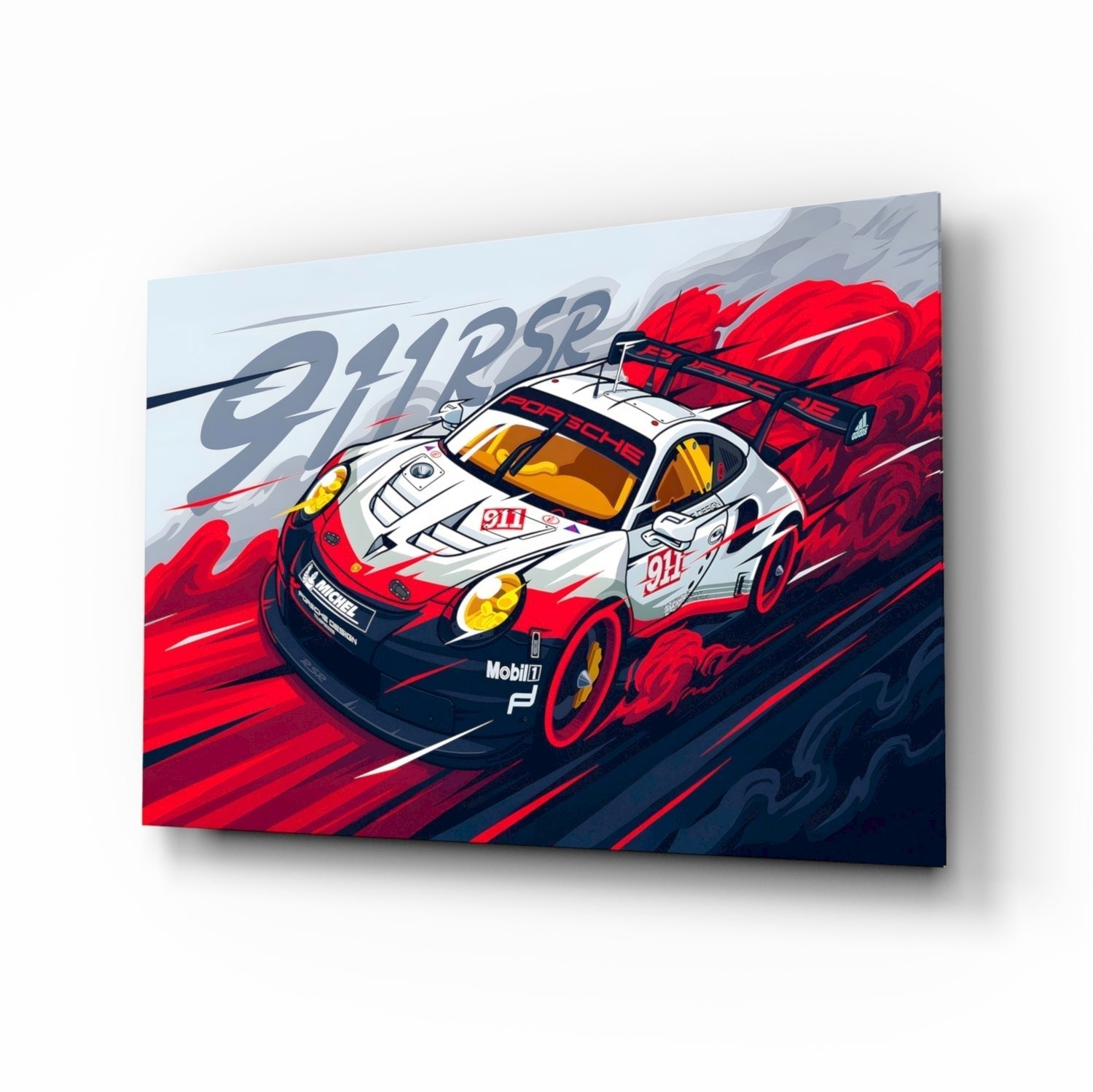 The Rhythm of the Track: Porsche 911 RSR Glass Wall Art || Designer Collection - Rapid Vehicles