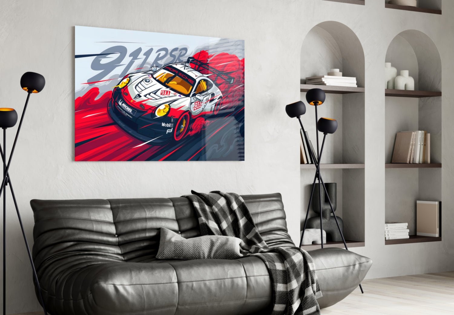The Rhythm of the Track: Porsche 911 RSR Glass Wall Art || Designer Collection - Rapid Vehicles