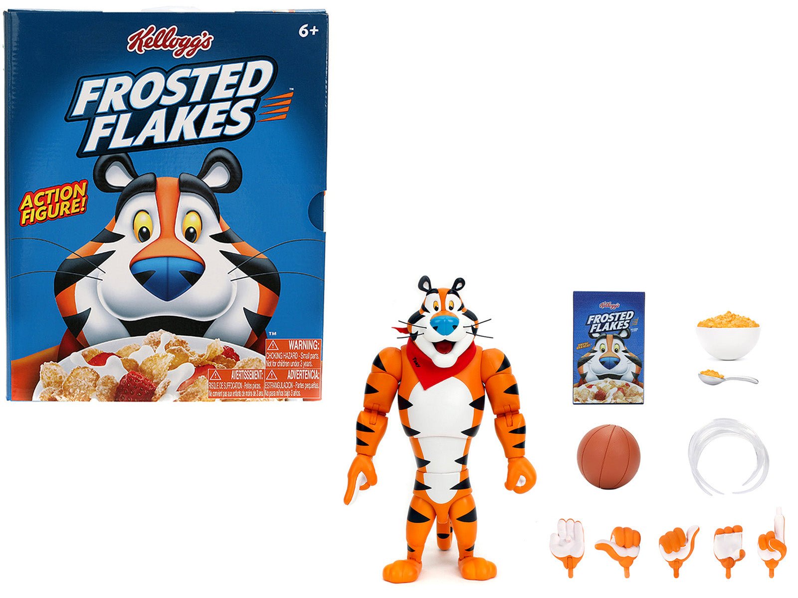 Tony the Tiger 6.75" Moveable Figure with Alternate Hands and Accessories "Kellogg's Frosted Flakes" Model by Jada free shipping USA - Rapid Vehicles