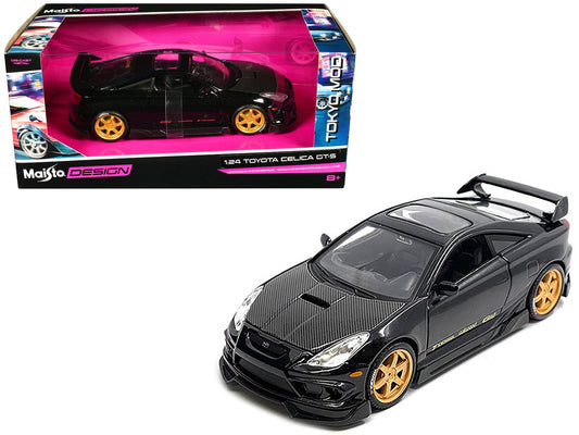 Toyota Celica GT - S Black with Carbon Hood and Sunroof "Maisto Design Tokyo Mod" Series 1/24 Diecast Model Car by Maisto free shipping USA - Rapid Vehicles