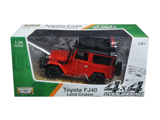 Toyota FJ40 Land Cruiser Red "4x4 Overlanders" Series 1/24 Diecast Model Car by Motormax free shipping USA - Rapid Vehicles