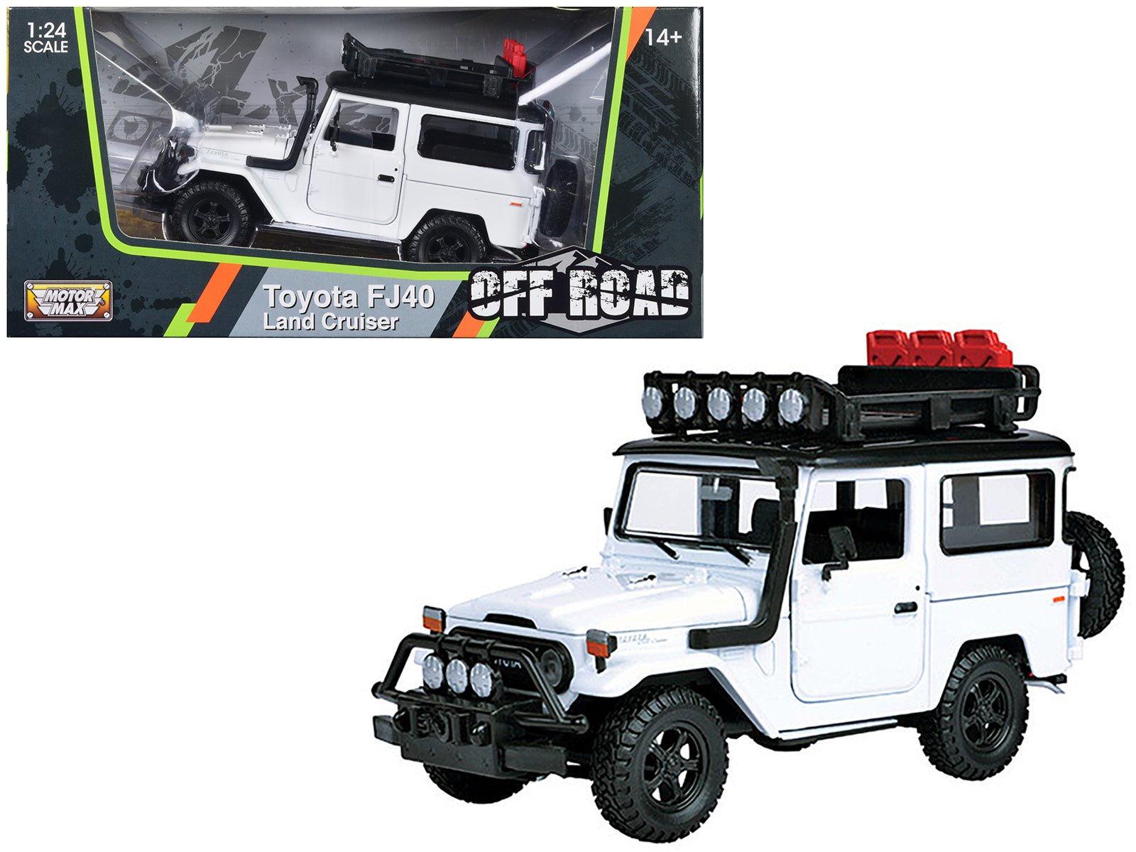 Toyota FJ40 Land Cruiser White "4x4 Overlanders" Series 1/24 Diecast Model Car by Motormax free shipping USA - Rapid Vehicles