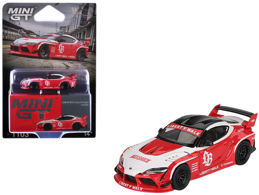 Toyota GR Supra "LB - Works" Red with White Stripes and Black Top Limited Edition 1/64 Diecast Model Car by Mini GT free shipping USA - Rapid Vehicles