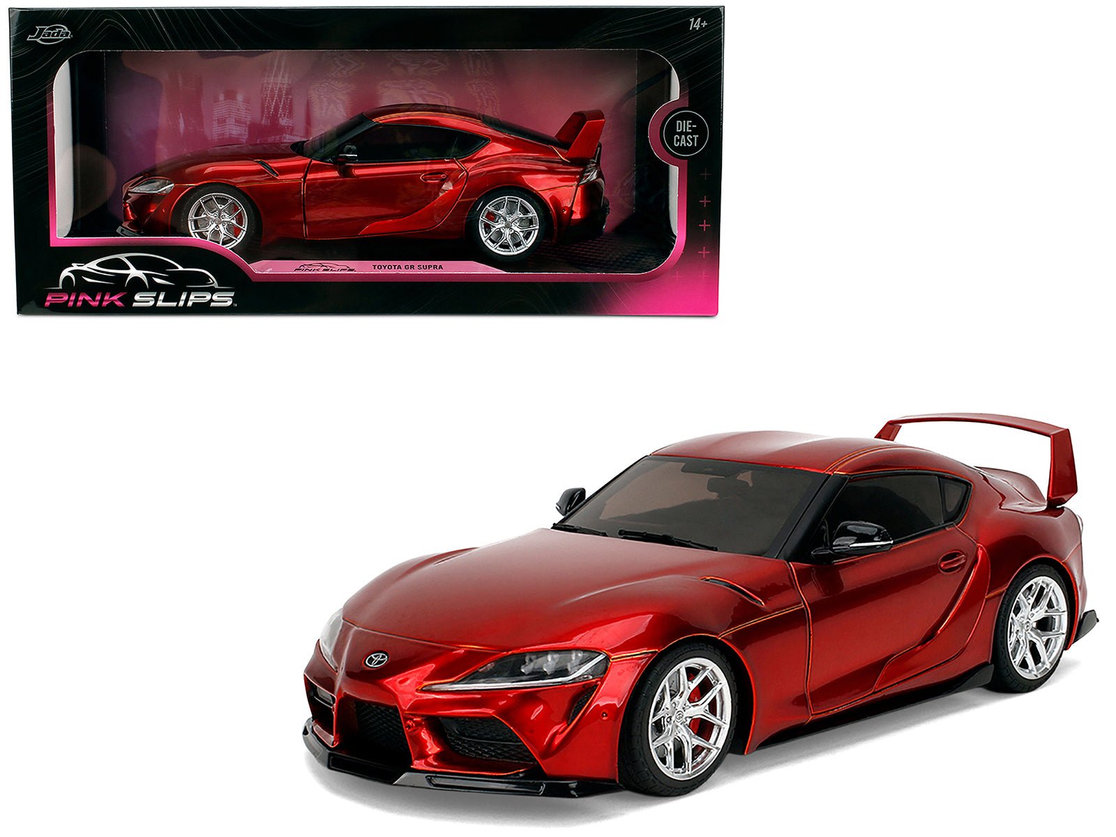 Toyota GR Supra Red Metallic "Pink Slips" Series 1/18 Diecast Model Car by Jada free shipping USA - Rapid Vehicles