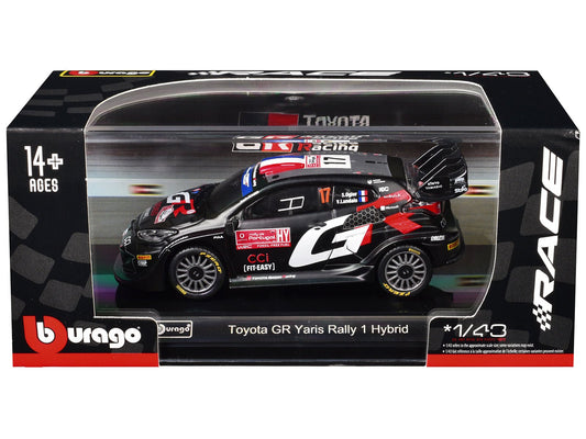 Toyota GR Yaris Rally1 Hybrid 17 Sebastien Ogier - Vincent Landais "Toyota Gazoo Racing WRT" "World Rally Championship" (2024) "Race" Series 1/43 Diecast Model Car by Bburago free shipping USA - Rapid Vehicles