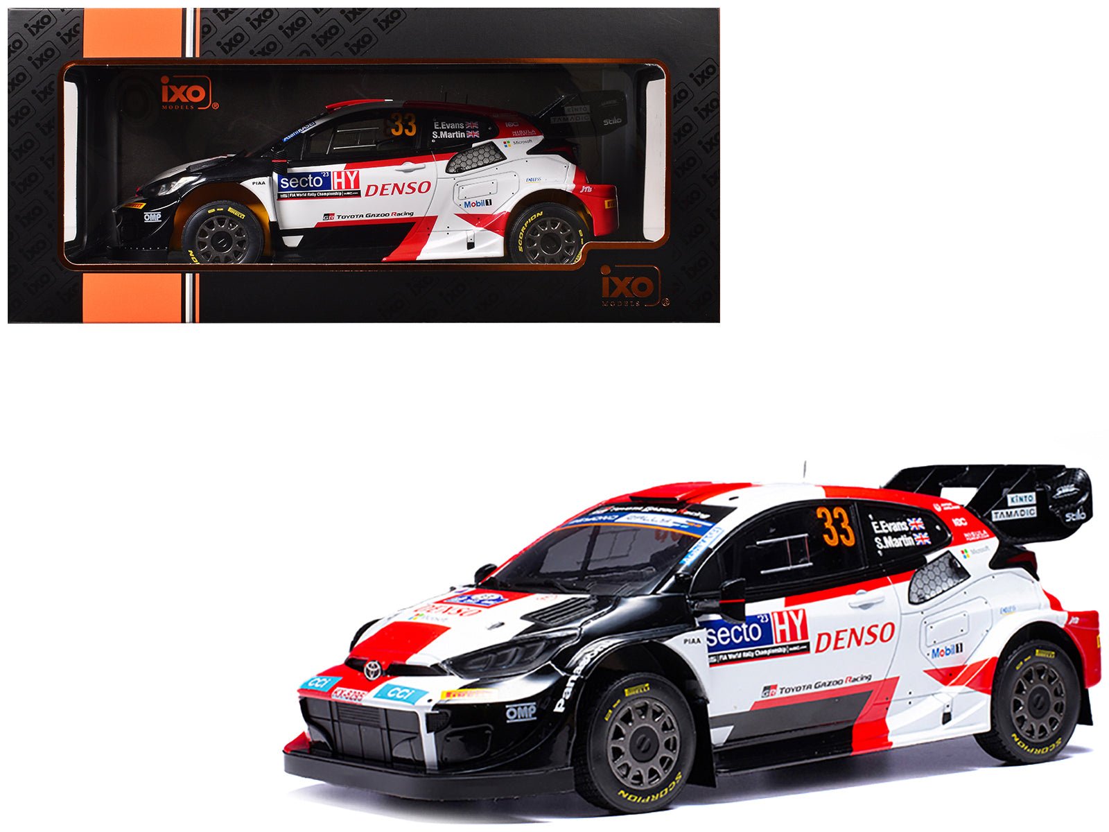 Toyota GR Yaris Rally1 Hybrid 33 Elfyn Evans - Scott Martin Winner "Rally Finland" (2023) 1/18 Diecast Model Car by IXO Models free shipping USA - Rapid Vehicles
