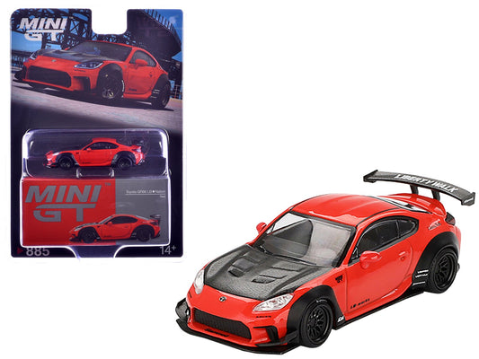Toyota GR86 "LB - Nation - Liberty Walk" Red with Carbon Hood Limited Edition 1/64 Diecast Model Car by Mini GT free shipping USA - Rapid Vehicles