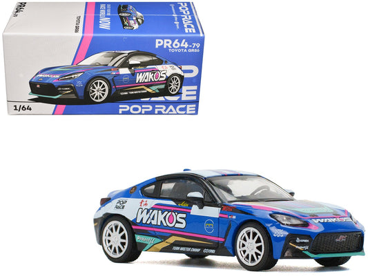 Toyota GR86 "Wako's" Blue with Graphics 1/64 Diecast Model Car by Pop Race free shipping USA - Rapid Vehicles