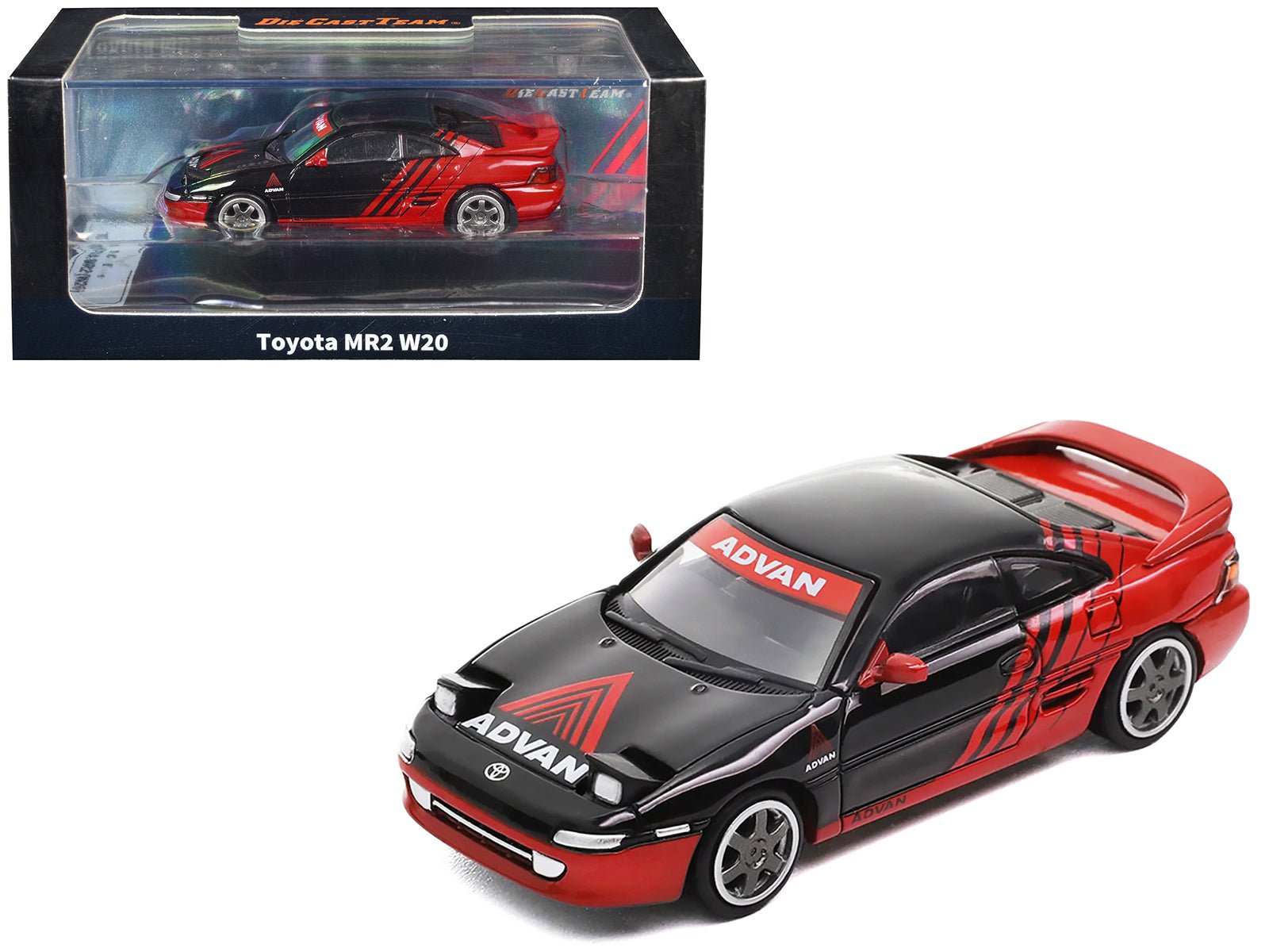 Toyota MR2 W20 RHD (Right Hand Drive) "Advan" Black and Red 1/64 Diecast Model Car by Die Cast Team free shipping USA - Rapid Vehicles