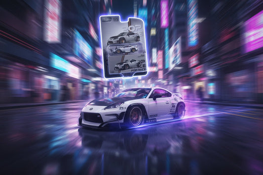 Toyota Pandem GR86 White with Carbon Hood "Enigma Exclusive Edition" 1/64 Diecast Model Car by Pop Race free shipping USA - Rapid Vehicles