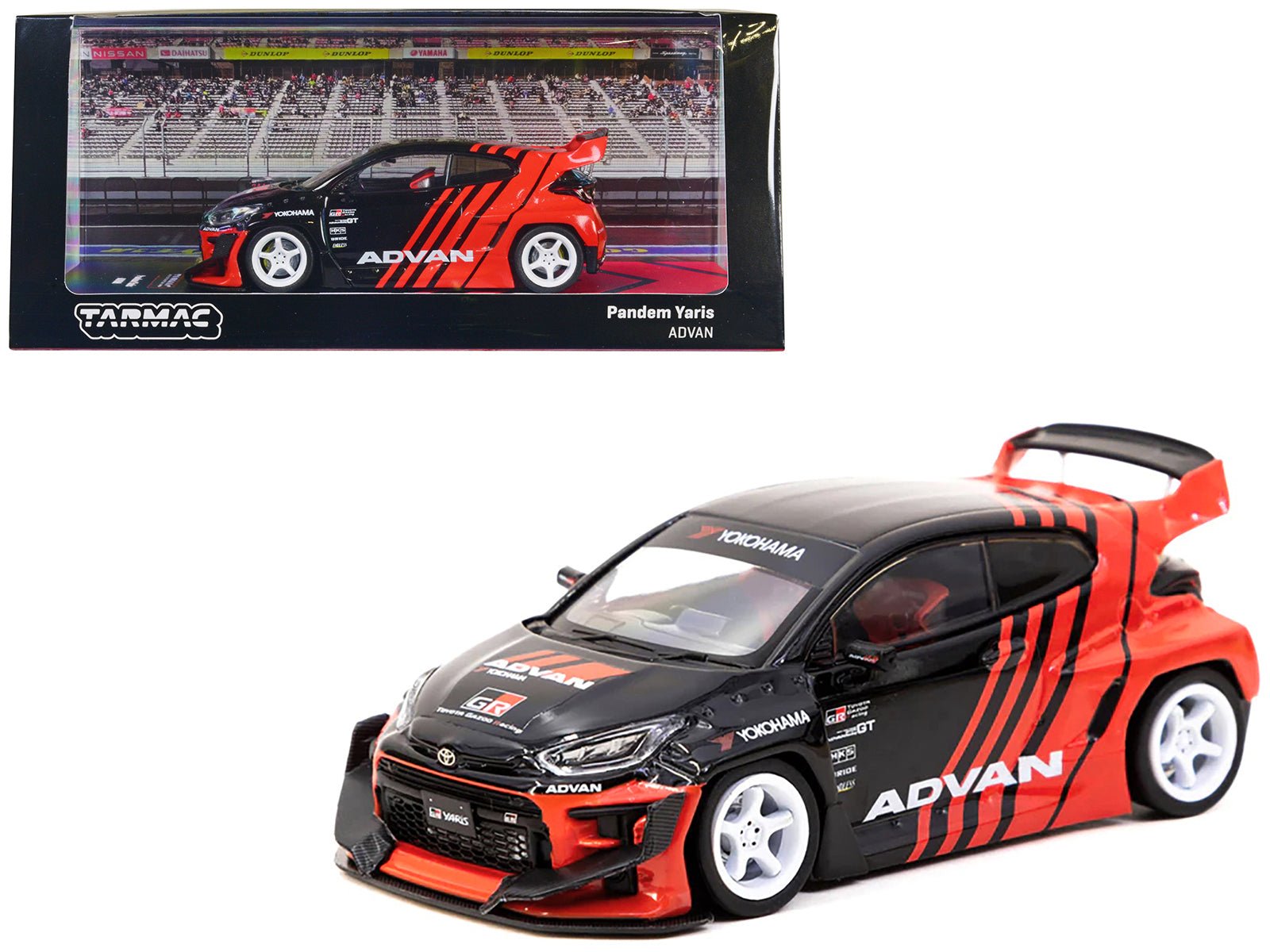 Toyota "Pandem" Yaris RHD (Right Hand Drive) Black and Red "ADVAN" Livery "Hobby43" Series 1/43 Diecast Model Car by Tarmac Works free shipping USA - Rapid Vehicles