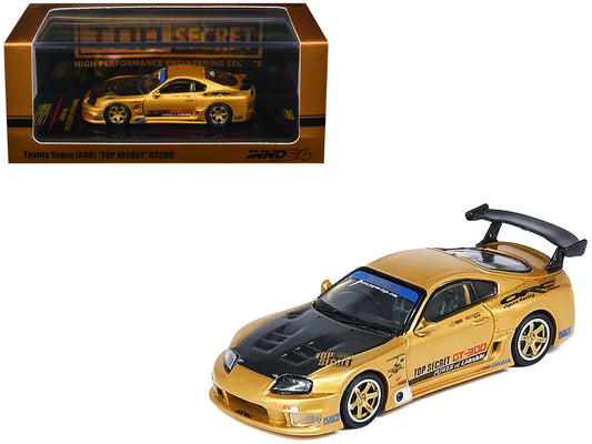 Toyota Supra (A80) "Top Secret" GT300 RHD (Right Hand Drive) Gold Metallic with Carbon Hood 1/64 Diecast Model Car by Inno Models free shipping USA - Rapid Vehicles