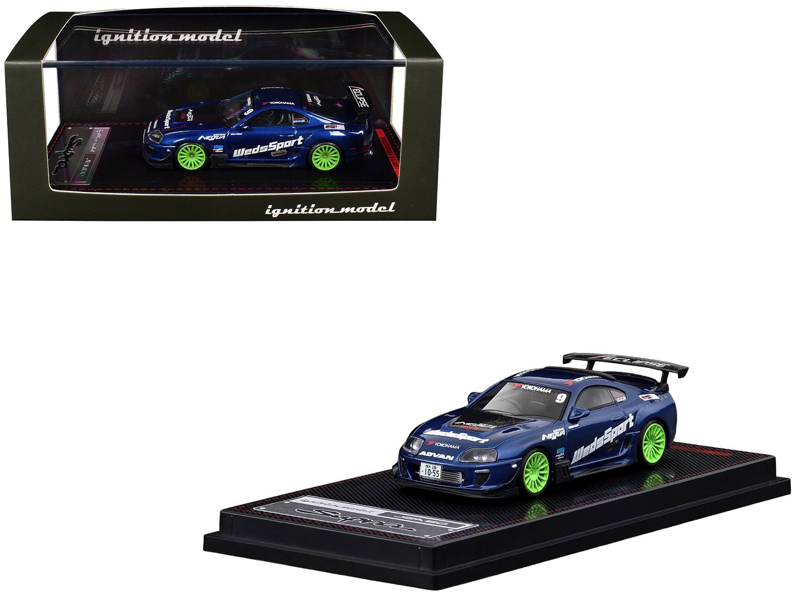 Toyota Supra (JZA80) RZ RHD (Right Hand Drive) 9 "WedsSport" Blue Metallic with Graphics 1/64 Diecast Model Car by Ignition Model free shipping USA - Rapid Vehicles