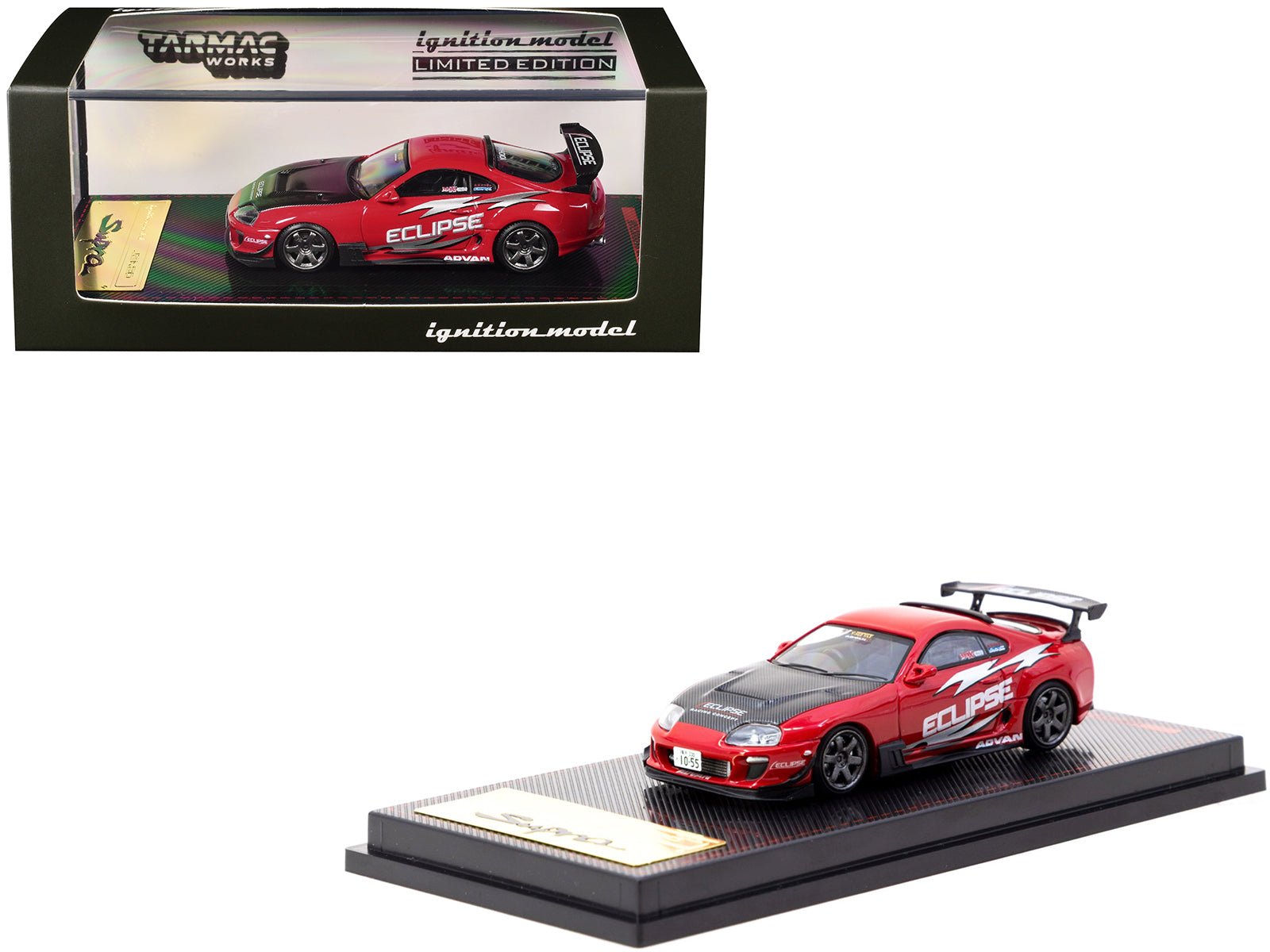 Toyota Supra (JZA80) RZ RHD (Right Hand Drive) "Eclipse Racing Concept" Red with Carbon Hood 1/64 Diecast Model Car by Ignition Model free shipping USA - Rapid Vehicles