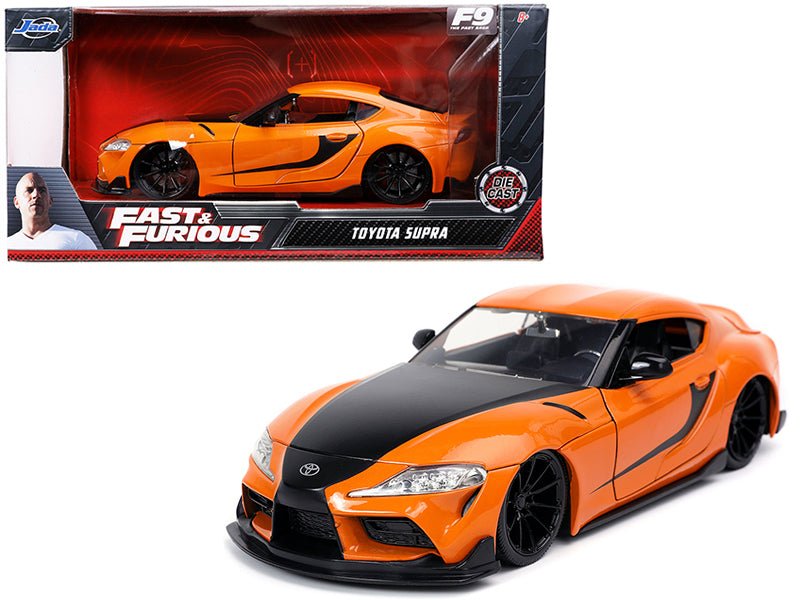 Toyota Supra Orange with Black Stripes "Fast & Furious 9 F9" (2021) Movie 1/24 Diecast Model Car by Jada free shipping USA - Rapid Vehicles