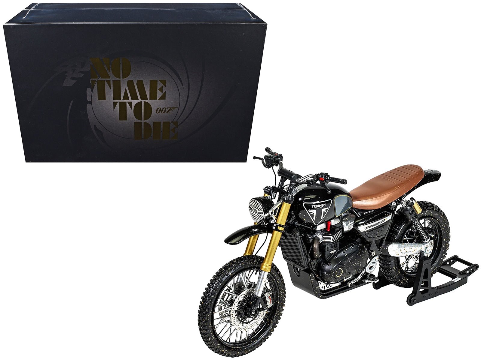 Triumph Scrambler 1200 XE Motorcycle Black (Dirty Version) James Bond 007 "No Time to Die" (2021) Movie Diecast Model Car by Corgi free shipping USA - Rapid Vehicles