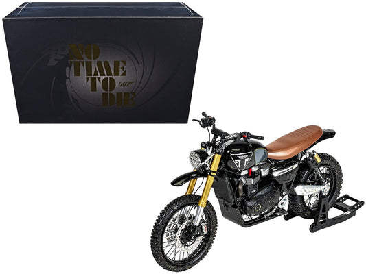 Triumph Scrambler 1200 XE Motorcycle Black (Dirty Version) James Bond 007 "No Time to Die" (2021) Movie Diecast Model Car by Corgi free shipping USA - Rapid Vehicles
