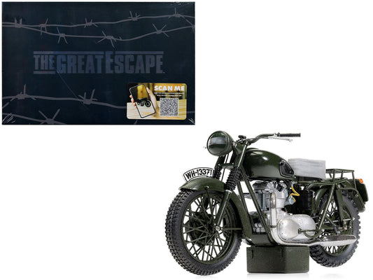 Triumph TR6 Trophy Motorcycle Dark Green (Weathered) "The Great Escape" (1963) Movie Diecast Model by Corgi free shipping USA - Rapid Vehicles