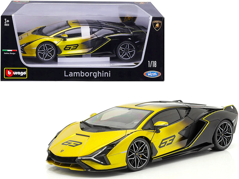 Lamborghini Sian FKP 37 #63 Yellow Metallic and Black 1/18 - Premium  from Rapidvehicles - Just $93.59! Shop now at Rapidvehicles