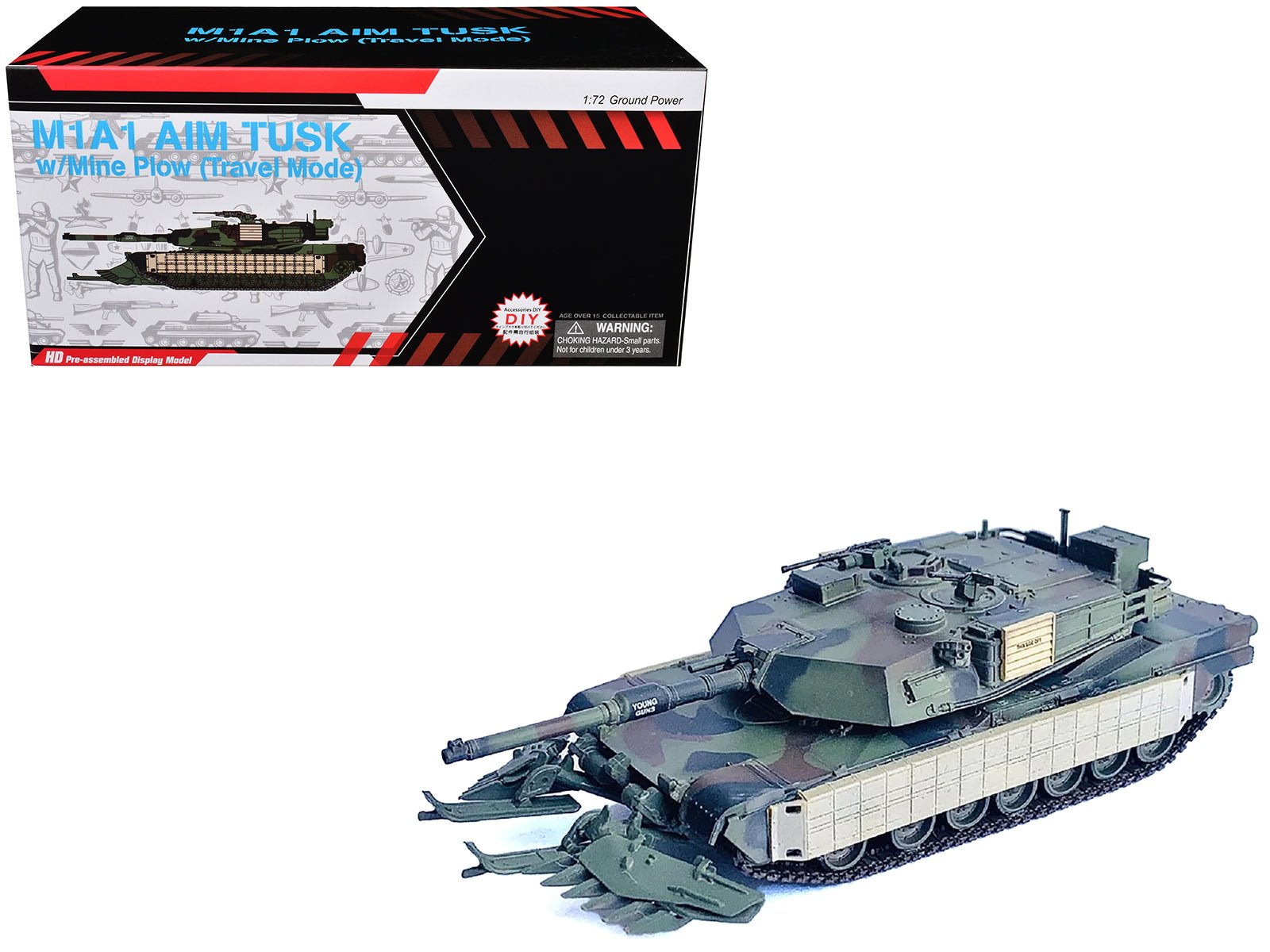 United States M1A1 AIM TUSK (Tank Urban Survival Kit) with Mine Plow (Travel Mode) "United States Marine Corps 8th Tank Battalion II MED Iraq" (2003) Green Camouflage "NEO Dragon Armor" Series 1/72 Plastic Model by Dragon Models free shipping USA - Rapid Vehicles