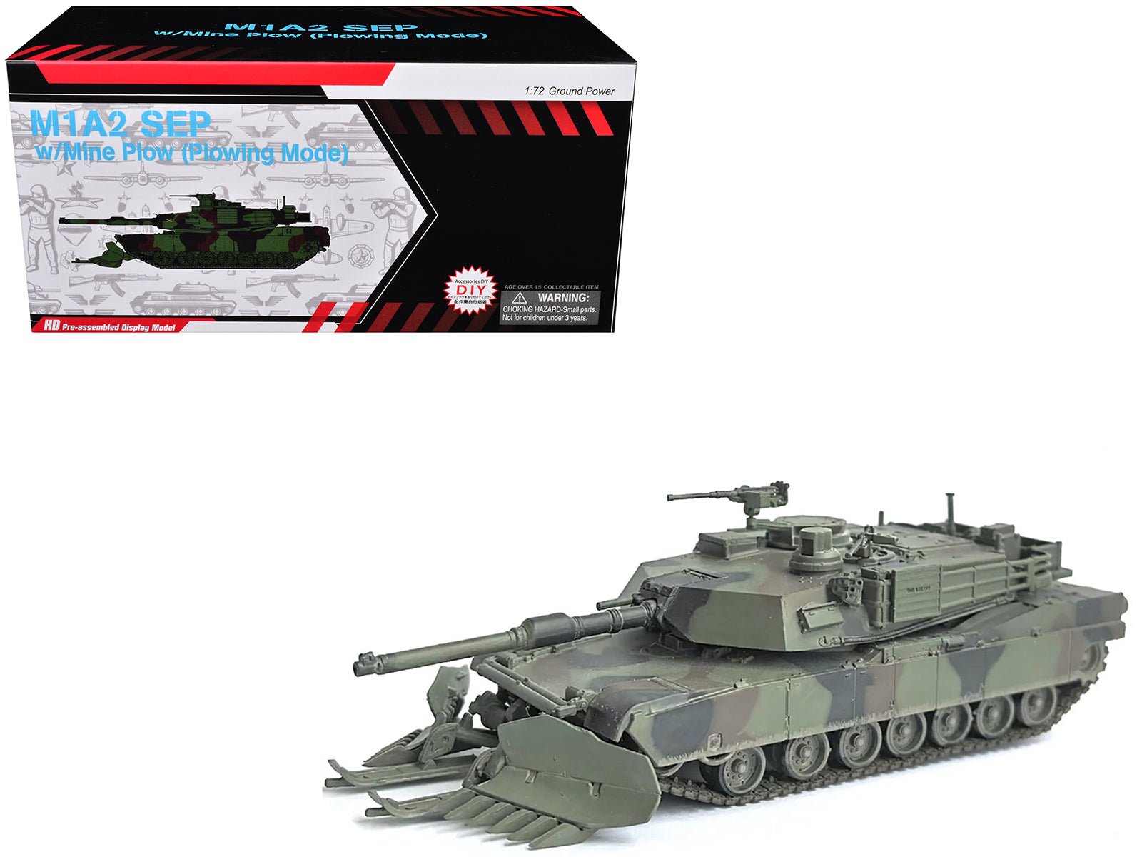 United States M1A2 SEP (System Enhancement Package) Tank with Mine Plow (Plowing Mode) "United States Army 1st Battalion 16th Cav. Reg. Fort Knox" (2002)" Green Camouflage "NEO Dragon Armor" Series 1/72 Plastic Model by Dragon Models free shipping USA - Rapid Vehicles