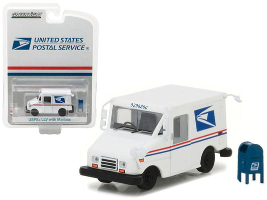 "United States Postal Service" (USPS) Long Life Postal Mail Delivery Vehicle (LLV) with Mailbox Accessory "Hobby Exclusive" 1/64 Diecast Model Car by Greenlight free shipping USA - Rapid Vehicles