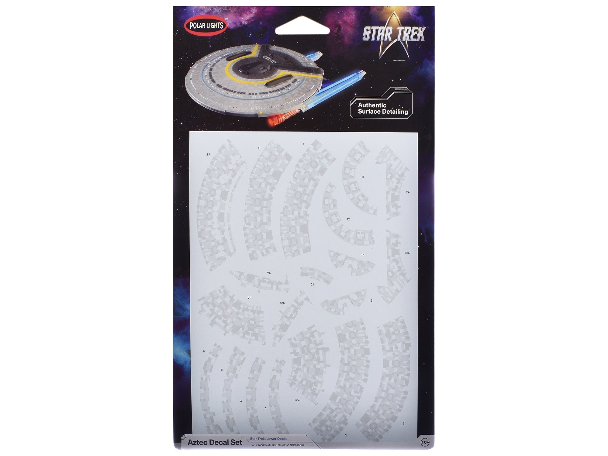 USS Cerritos NCC - 75567 Aztec Decal Set "Star Trek: Lower Decks" (2020 - 2024) TV Series 1/1400 Scale by Polar Lights free shipping USA - Rapid Vehicles