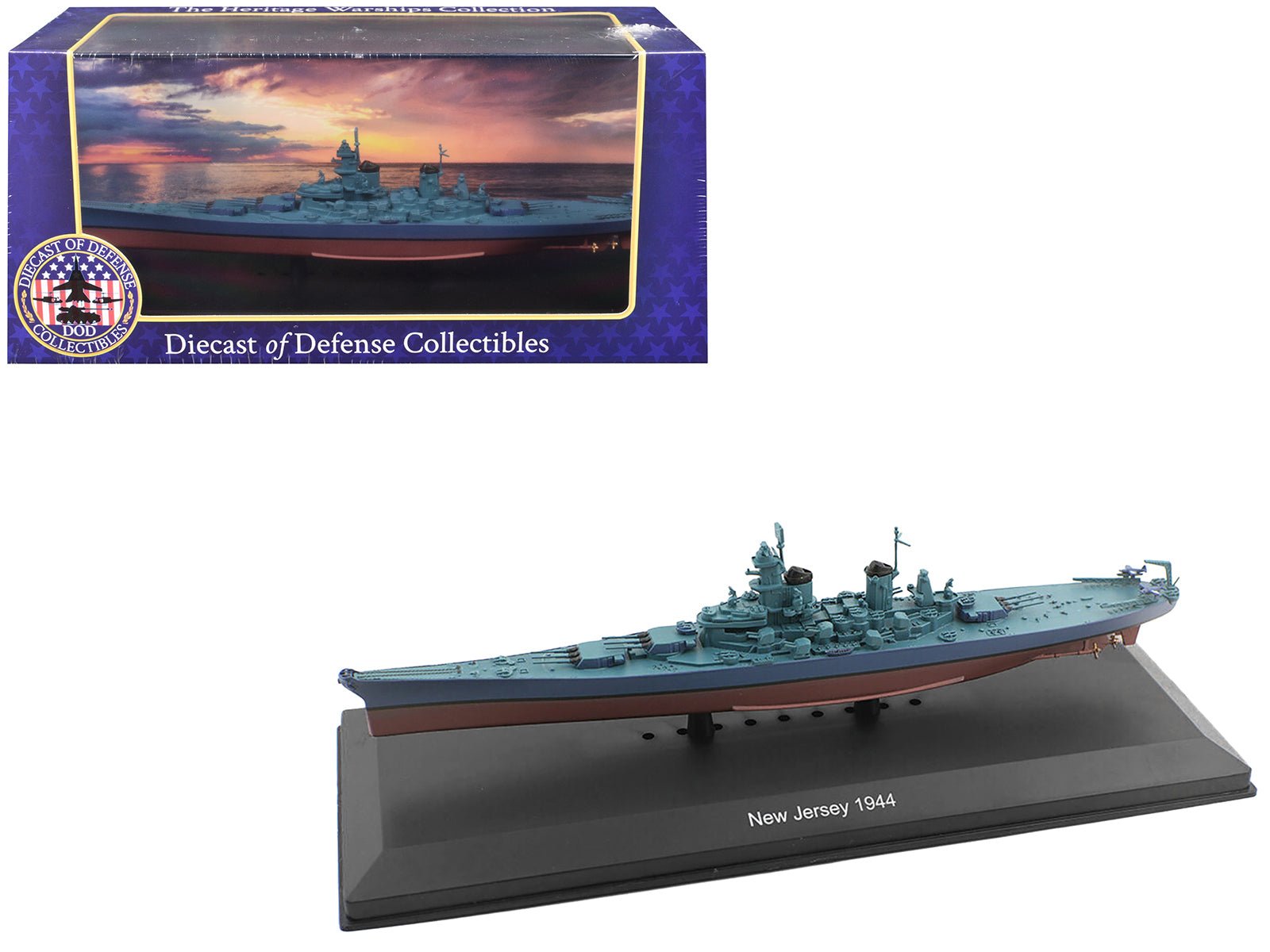 USS New Jersey (BB - 62) Battleship (1944) 1/1100 Diecast Model by Diecast of Defense free shipping USA - Rapid Vehicles